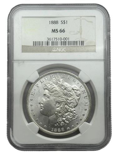 1888 $1 Morgan Dollar, MS66 NGC, Stunning Original Luster Example.