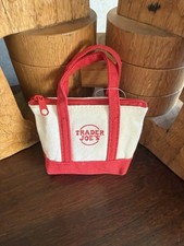 NWT 2025 Trader Joe's Canvas Micro Tote 2 in 1 Reusable Grocery Bag in Red