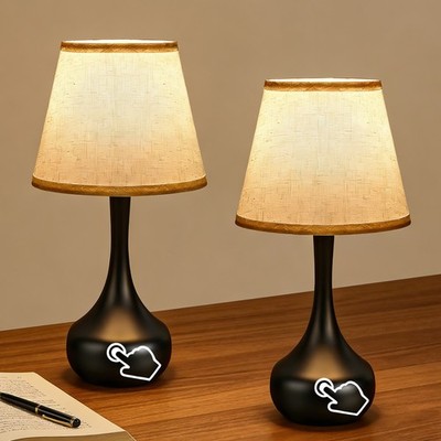 17'' Set of 2 Touch Table Lamp 3-Way Dimmable Living Room Bedroom Bedside Black
