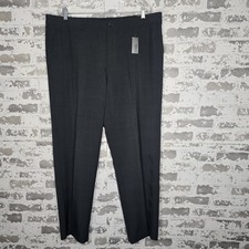 NEW Van Heusen Dress Pants Mens 40x30 Gray Check Flat Front Straight Leg Flex
