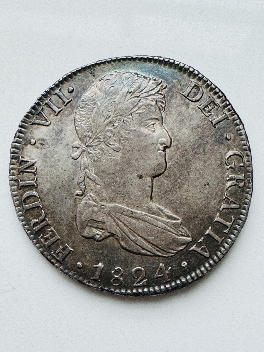 1824 Ferdinand VII Spanish Colonial 8 Reale (8R) * PJ * Silver
