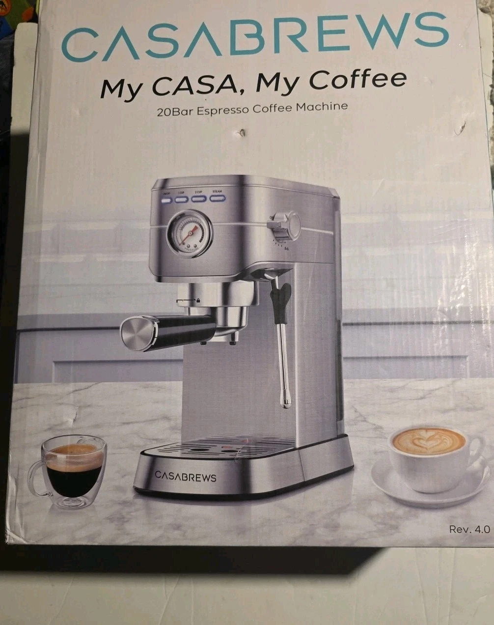 CASABREWS Espresso Machine 20 Bar, Professional Coffee Maker Cappuccino Latte