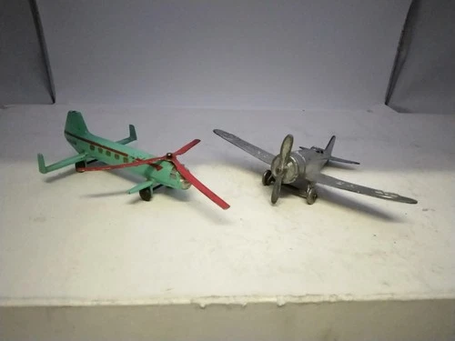 Vintage Tootsey Toys Aeroplane Plus A Dinky Helicopter Diecast One Blade Miiss