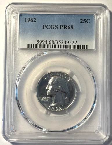 1962 Washington Silver Proof Quarter, PR68 PCGS, Free Shipping!