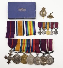 Genuine WW1 Military MBE Long Service Meritorious Service Medal Group Full Size
