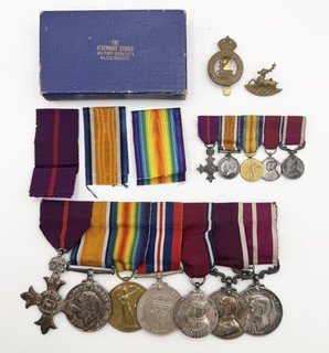 Genuine WW1 Military MBE Long Service Meritorious Service Medal Group Full Size