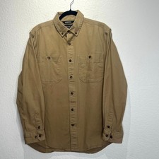 Carhartt Rugged Flex Relaxed Fit Shirt Mens M Brown Canvas Button Down Workwear