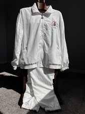 Vintage 90s Wilson Tennis Track Suit Jacket Pants White Warm Up Set L Retro