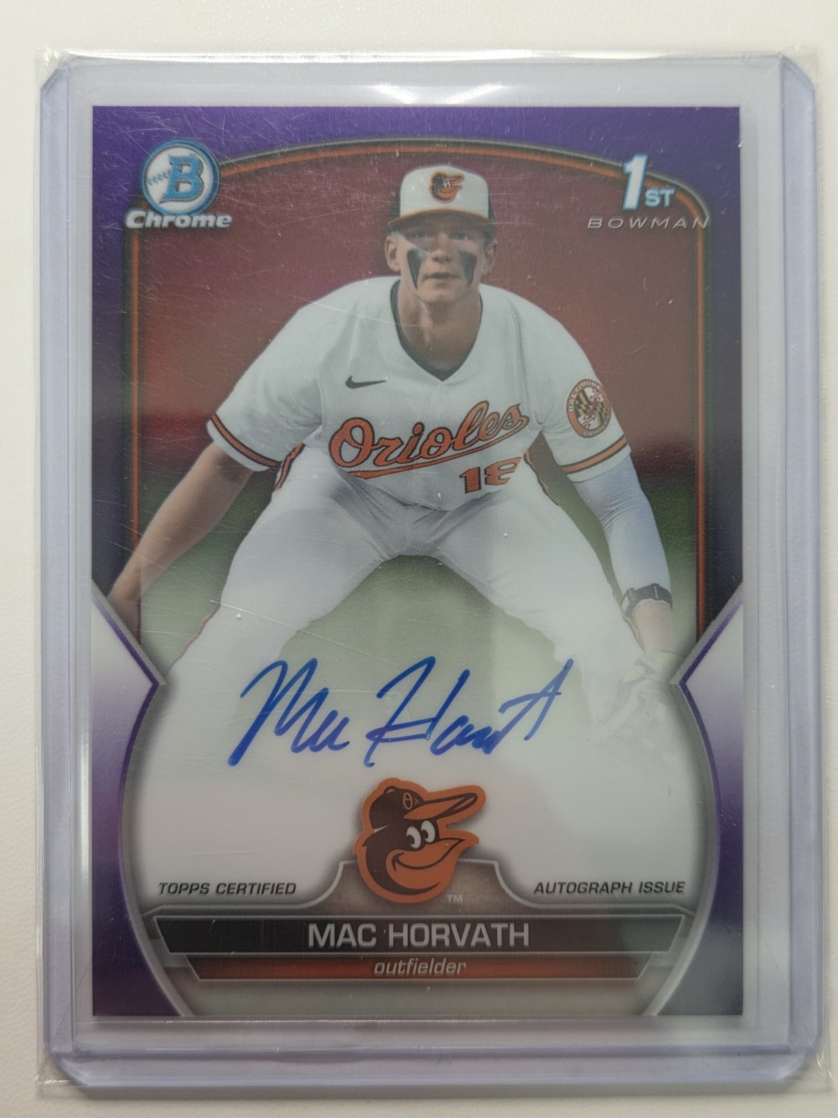 2023 Bowman Chrome 1st Purple Refractor Auto /250 Mac Horvath