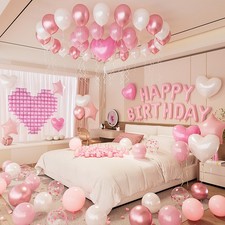 Pink Happy Birthday Decorations Balloons Kit, Party Decor Balloons with Happy...