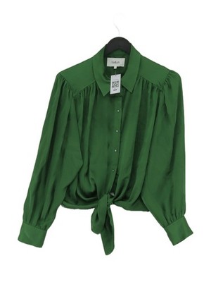 Ba&sh Damen Shirt S grün Polyester mit Elasthan Langarm Kragen Basic