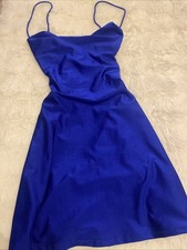 Windsor Size S Royal Blue Mini Dress, Backless Tie Back Spaghetti Straps