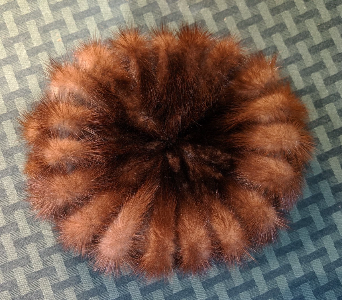 Vintage Real Fur Hat Tan Brown Womens 1950s 1960s Striped Lining Winter Cap Vintage Hat: Beautiful Vintage 1970s Mid Brown Real Fur Hat  main image 3