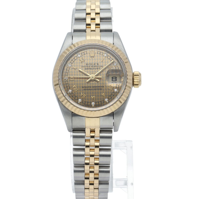 ROLEX Datejust Ladies Watch with 10 Diamonds and Houndstooth Dial 69173G(W) ... image 2
