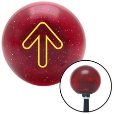Yellow Bubble Directional Arrow Up Red Metal Flake Shift Knob W M16x1.5 Insert Yellow Bubble Directional Arrow Up Red Metal Flake Shift Knob W M16x1.5 Insert