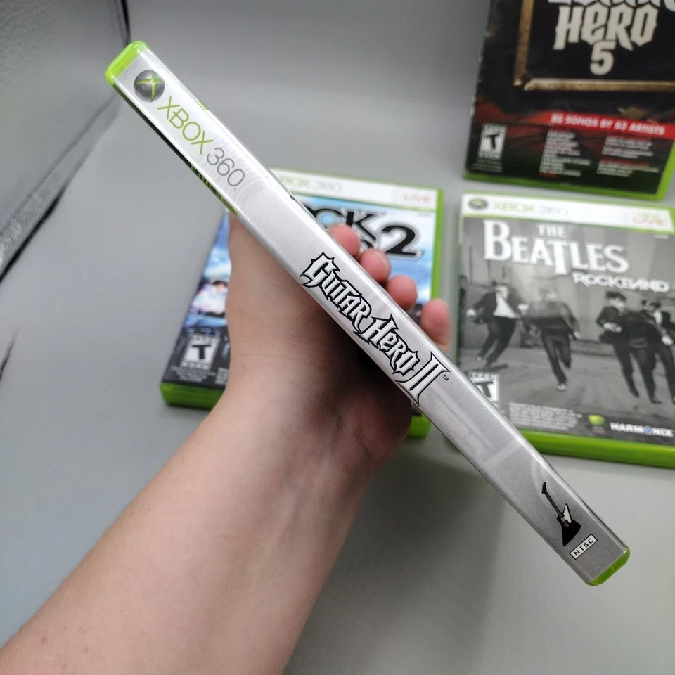 Lot of 4 Xbox 360 Guitar Hero II & 5, Rock Band 2 & Beatles Rock Band Tested - Image 4 of 4
