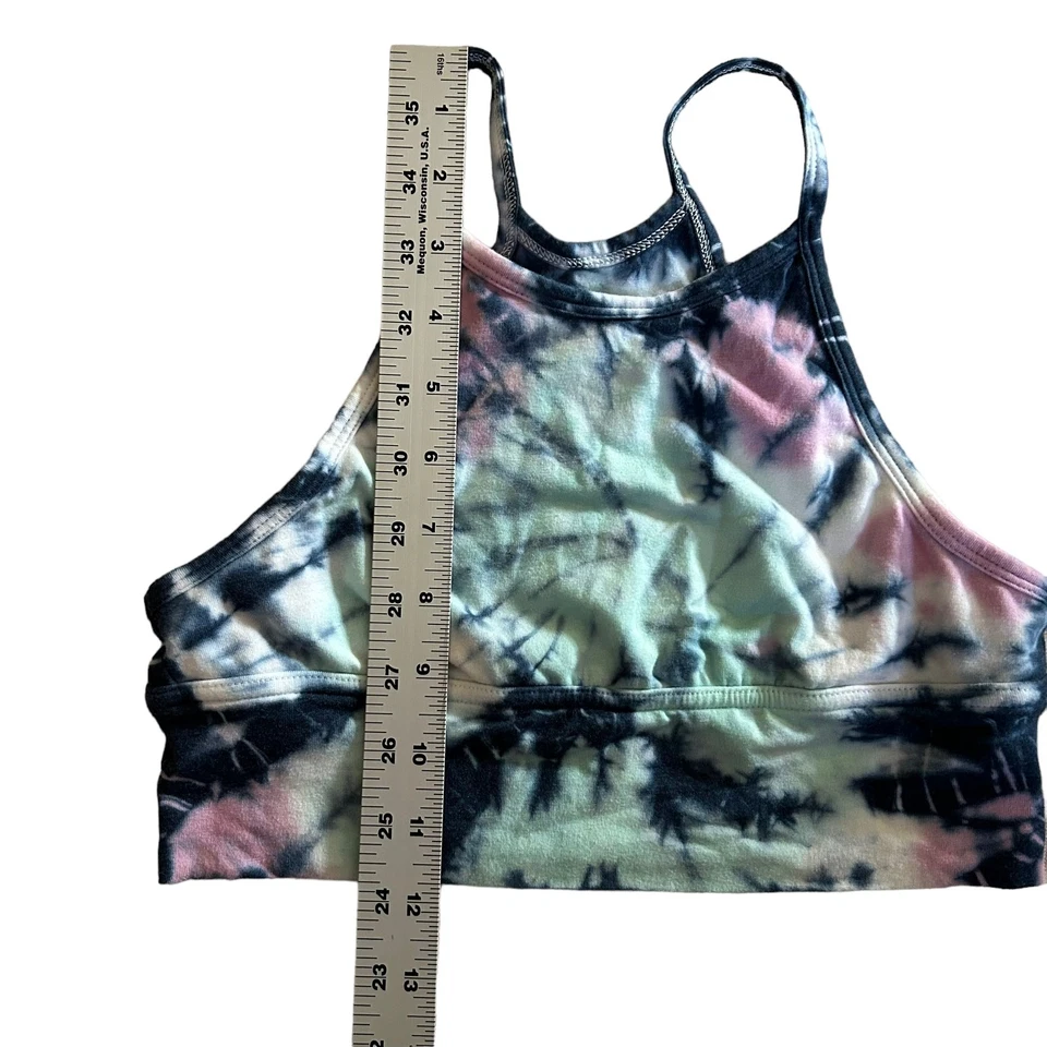 SO Sz XS Tie Dyed Sports Bra Wireless Pink Blue Workout Gym Sports Bra High Neck - Image 4 of 4