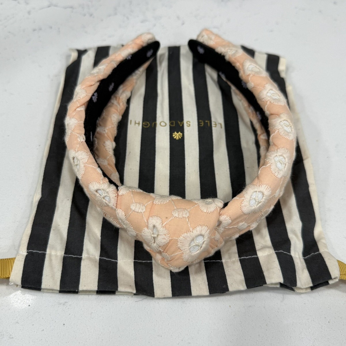 Lele Sadoughi Daisy Eyelet Peach Knotted Headband Lele Sadoughi Women main image 4