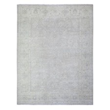 8'10"x11'5" Gray Hand Knotted Vegetable Dyes Wool White Wash Peshawar Rug R88582