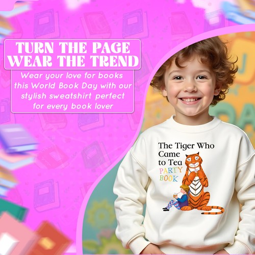 The Tiger Who Came to Tea Mens Kids World Book Day Sweatshirt Jumper Outfits#WBD - Picture 5 of 25