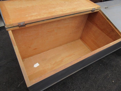 mid 19th century PEWTER GRAY PA storage box chest split lid 87" x 30" x 24" - Picture 7 of 12