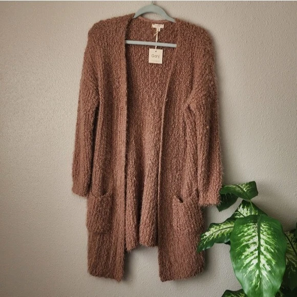 Tan fuzzy clearance cardigan