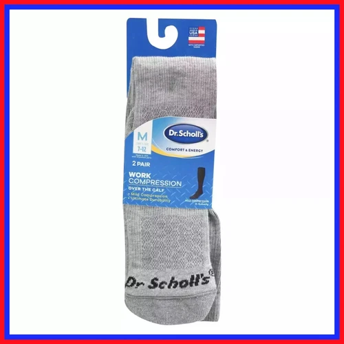 Dr. Scholls 2 PAIR Diabetes Work Compression Over the Calf Socks 7-12 GRAY