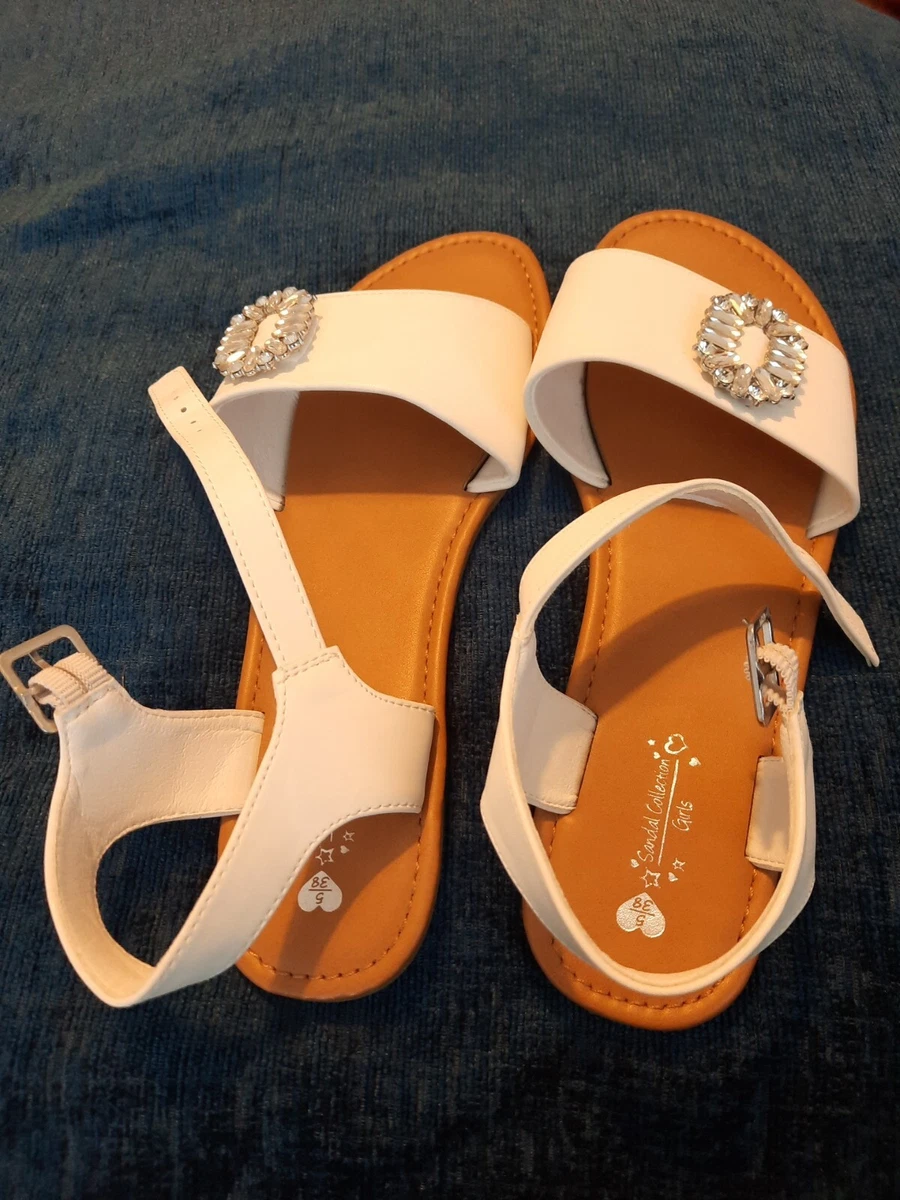 Matalan Girls White Sandals UK Size 5 EUR 38 Brand New eBay