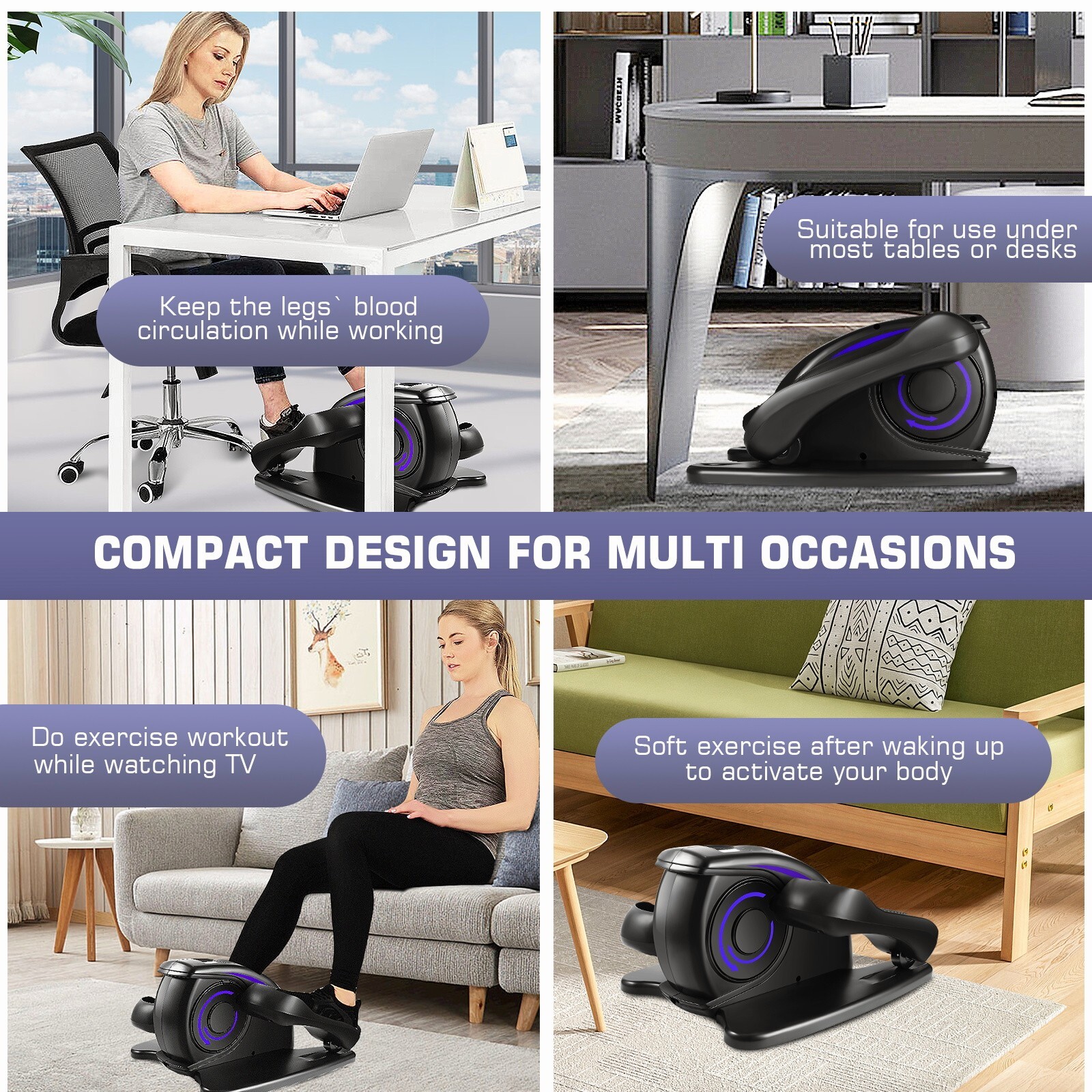 Under Desk Elliptical Machines Electric Pedal Bike Exerciser Trainer Portable🎁