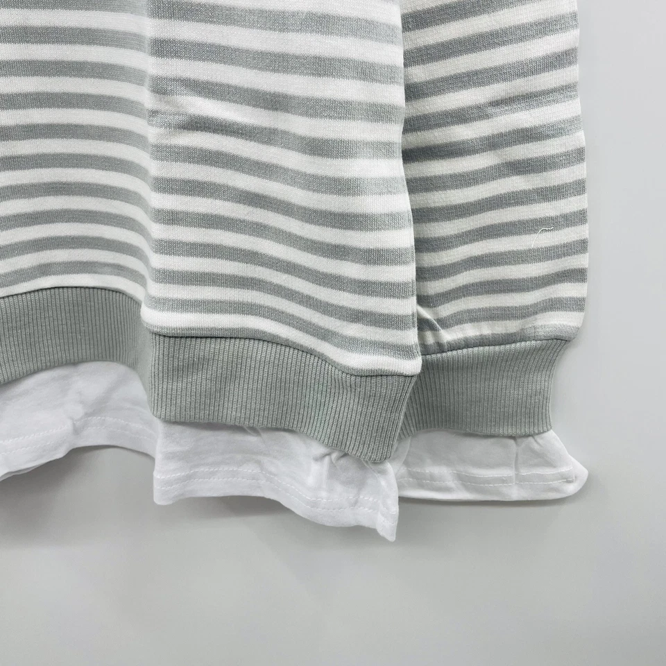 Sudadera Cali Be para mujer talla pequeña en capas de gran tamaño a rayas gris claro Foto 4 de 4