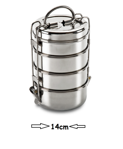 Stainless Steel Tiffin Lunch Box Indian 2/4 Layer Tier Stackable Food Storage UK - Picture 4 of 13