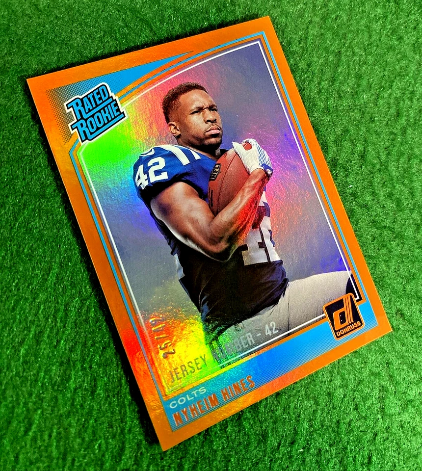 2018 Donruss #327 RC SP #’ed 25/42 Orange Nyheim Hines Buffalo Bills NFL - Image 2 of 3