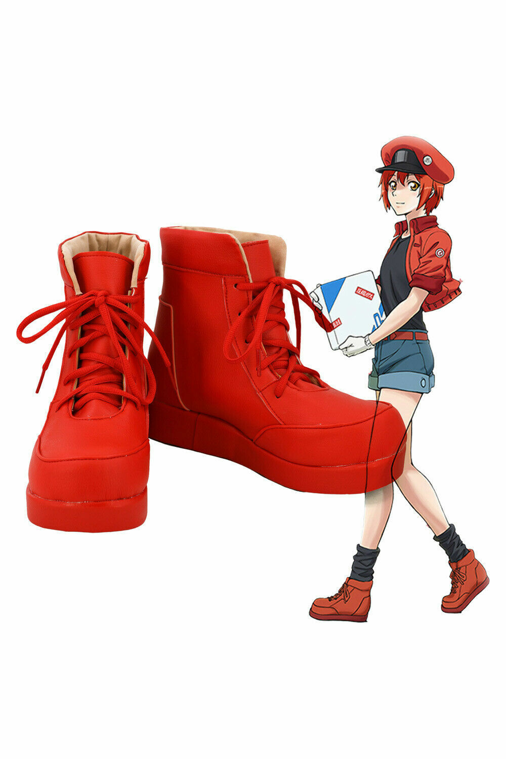 Anime Cells at Work! Erythrocite Red Blood Cell Cosplay Boots &