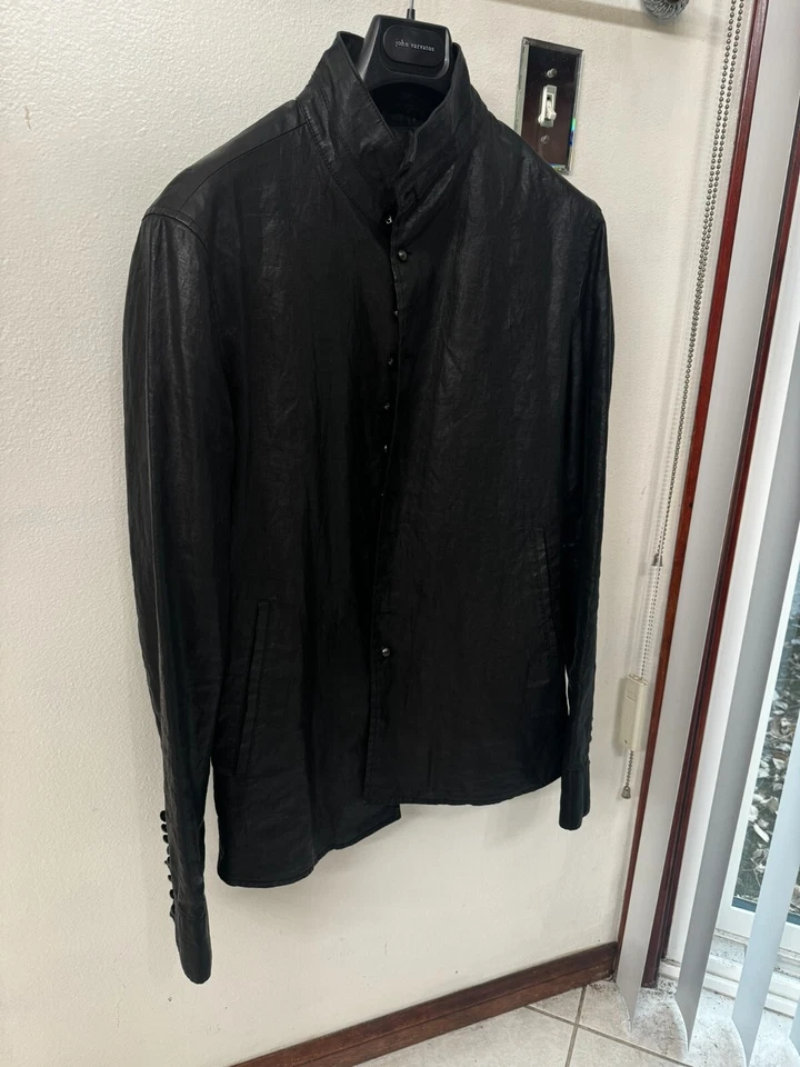 JOHN VARVATOS Waxed Coated Linen Shirt Jacket (sz. 48) - Image 2 of 4