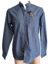 BNWT Mens Sz S David Jones Brand Blue Patterned Long Sleeve Smart Cotton Shirt