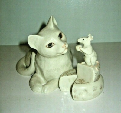 Vintage Lenox  ''Making Friends'' Cat & Mouse Cheese Porcelain Figurine