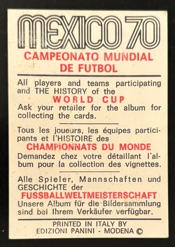 PANINI WORLD CUP 1970 CZERWONY/CZARNY - WYBIERZ SWOJE KARTY - Zdjęcie 184 z 348