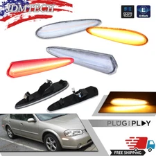 Clear Amber/Red Full LED Strip Bumper Side Marker Lights For 00-03 Nissan Maxima