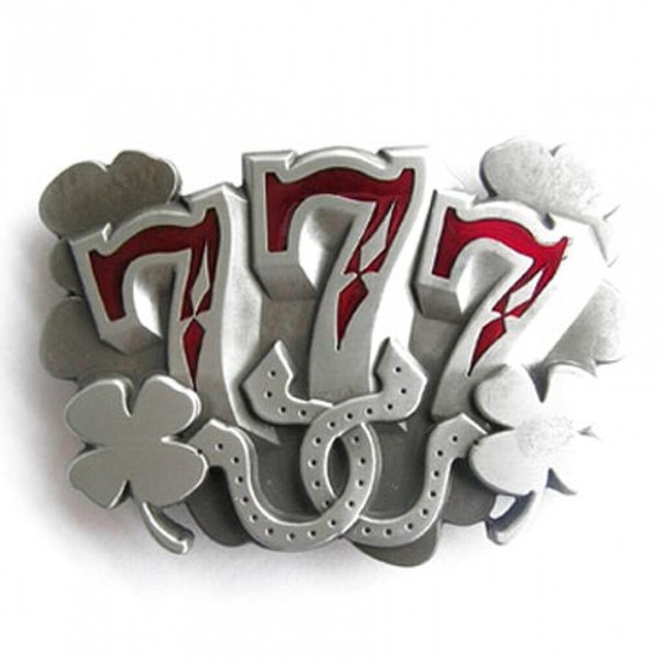 Buckle Lucky 7, Kleeblatt, Hufeisen, Poker, Gambler, GüRtelschnalle-image
