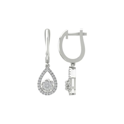 14k White Gold Natural Diamond Composite Drop Dangle Earrings Gift For Women