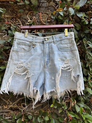 R13 denim shorts cutoffs jeans shredded faded size 27