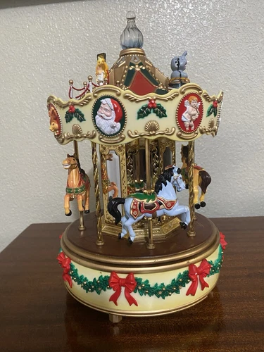 Maisto Christmas Holiday Around The Carousel Merry Go Round- As Is