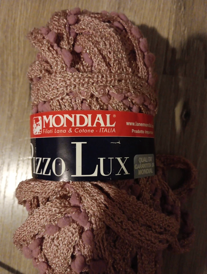  Hilo italiano Pizzo Lux Mondial #0949 oro rosa, 100 g, 24 m, hilo con volantes #6 con peso Foto 2 de 4