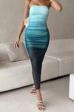 shein Ombré Dress Size Xs Blue/green Worn Once