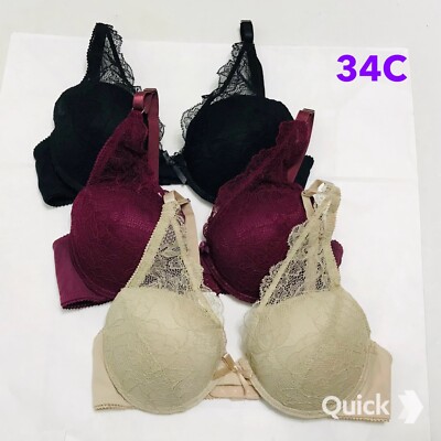 34C - NWT 3 pcs Lace Seamless Cup Bras