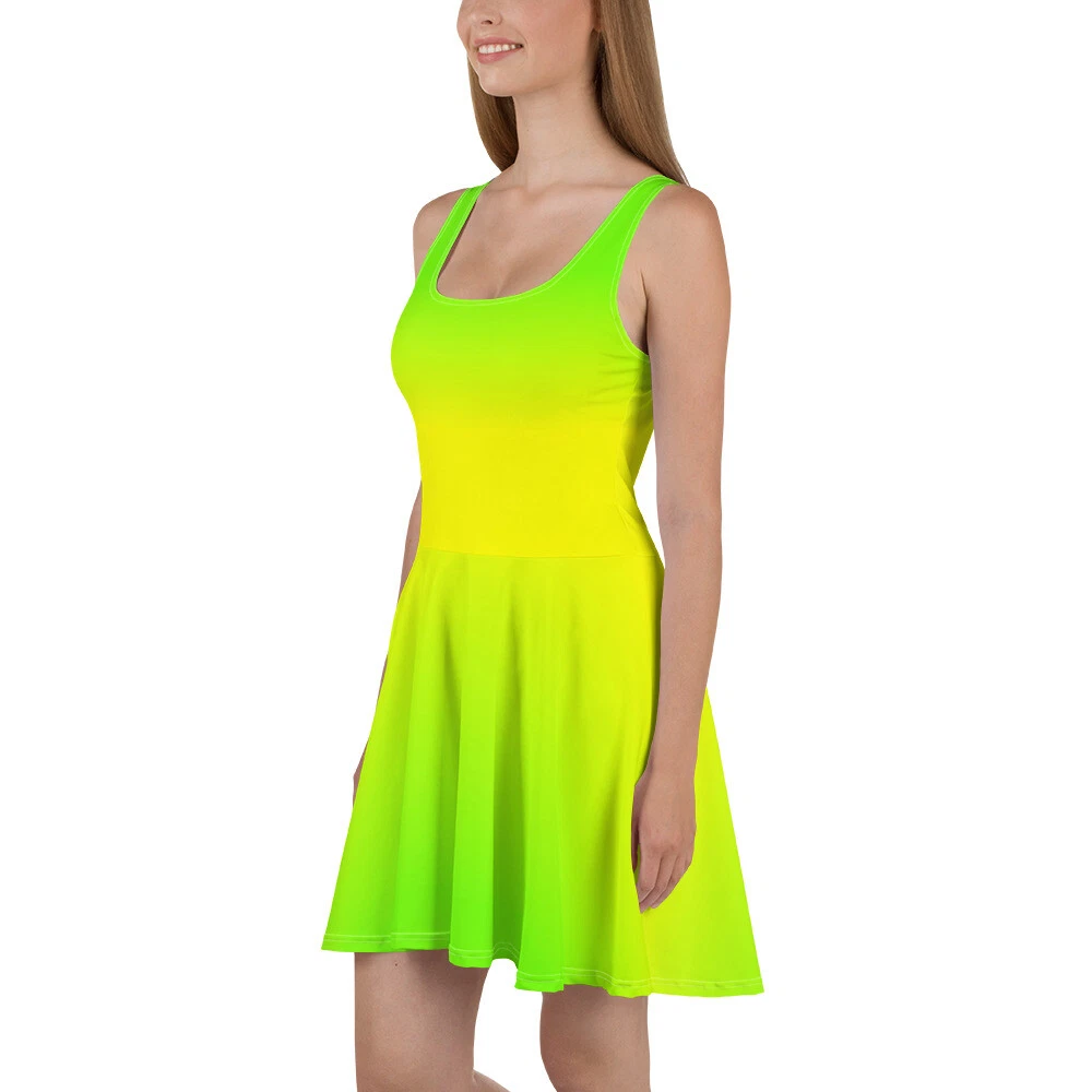 Neon Lime Green /Skater Dress | eBay