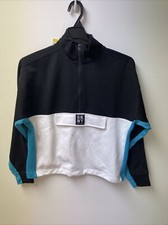 New DKNY Ladies' 1/2 Zip Pullover Sweater, Size: Medium, Black/white