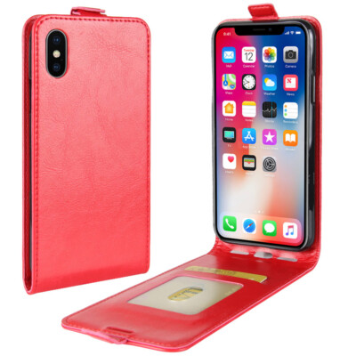 Up & Down Magnetic Vertical Flip Wallet Phone Case cover For iPhone X XS Max XR