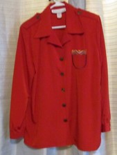 BRENDA GOODE sz M Red blouse with embroidery details made in USA