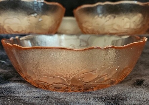 Vintage Arcoroc Frankreich ~ (6) rosa rosa ~ geprägt ~ 6" Schalen ~ Rose ~ Repro Depression Glas - Bild 4 von 5